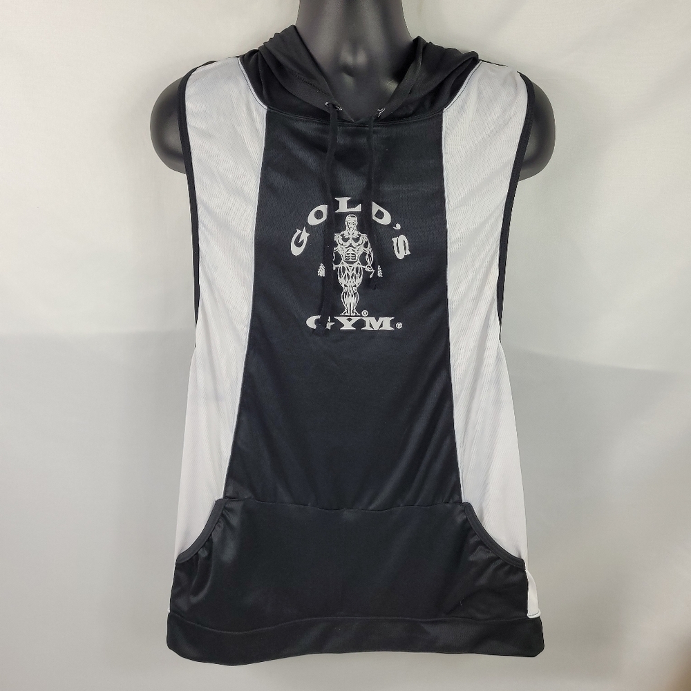 Gold's Gym Black and White Sleeveless Hoodie